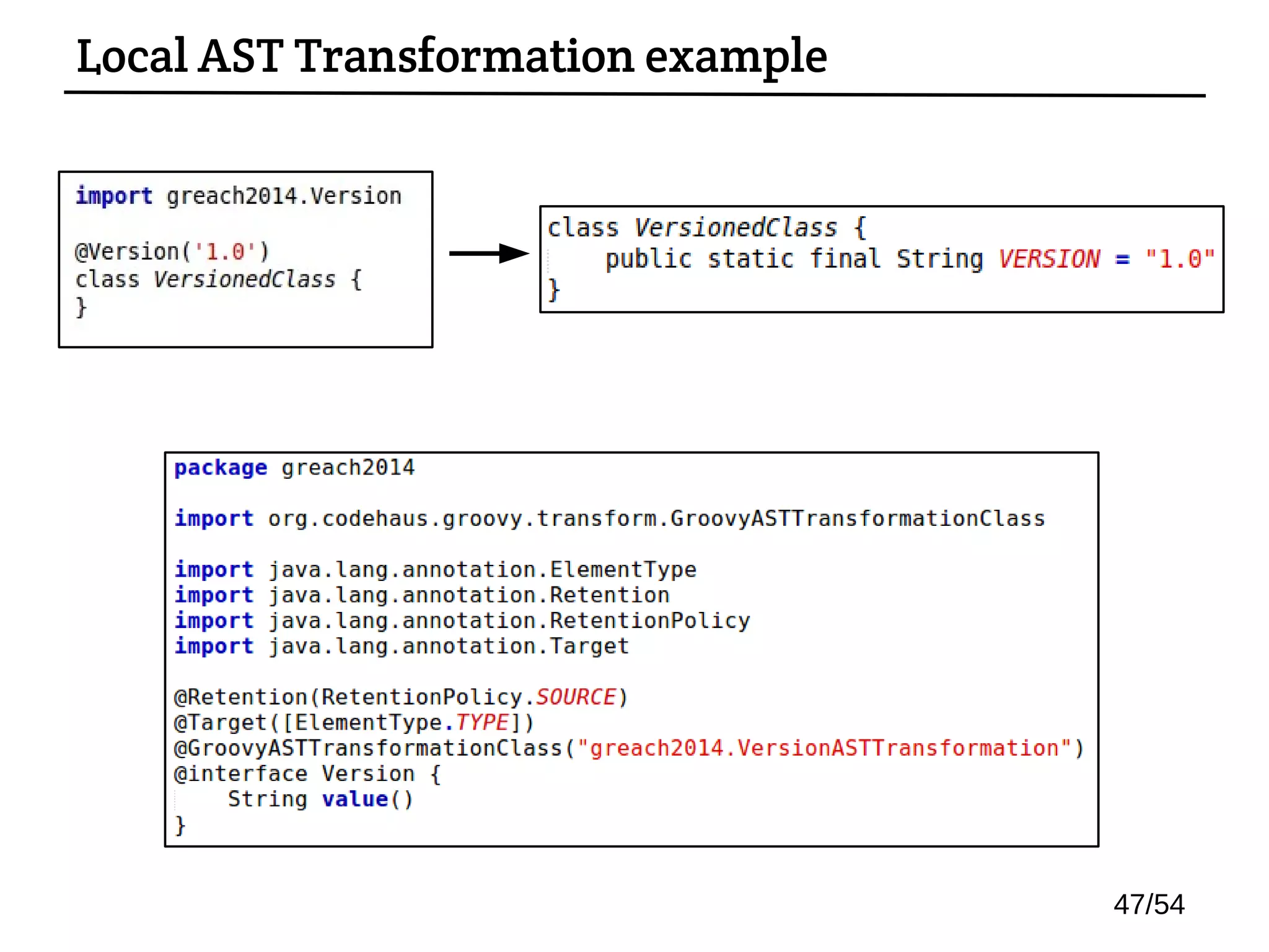 Local AST Transformation example
47/54
 