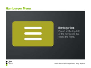 Page 14Gestalt Principle and its application in design
Hamburger Menu
 