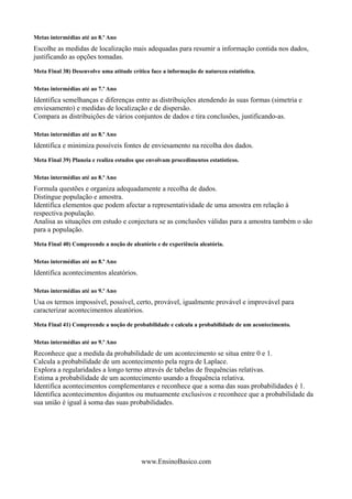 Metas Postescolares Metas aprendizagem-matematica 3.ciclo | DOC