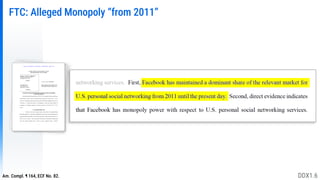 FTC: Alleged Monopoly “from 2011”
Am. Compl. ¶ 164, ECF No. 82. DDX1.6
 