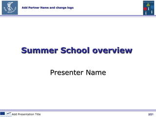 Summer School overview Presenter Name