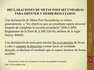 Metas Postescolares Metas de Transicion en el Nivel Secundario, Dr.E.Perez | PDF