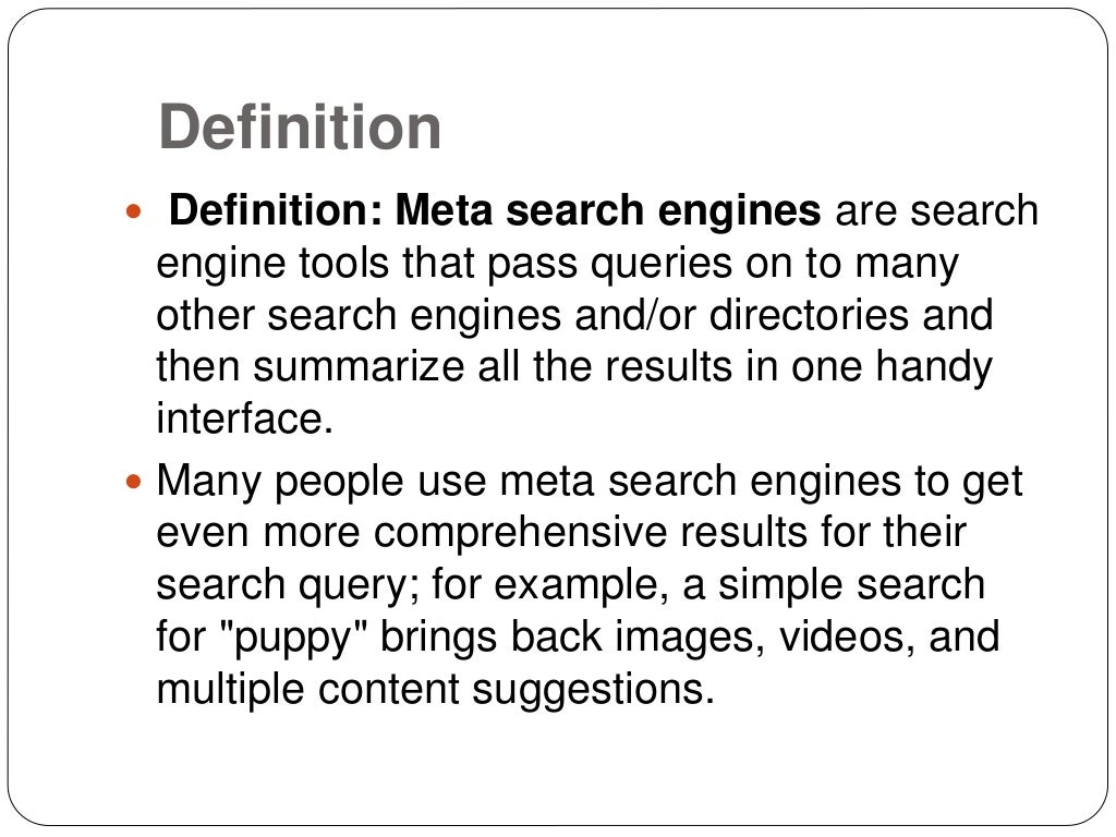 Meta search engine