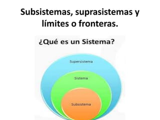 Subsistemas, suprasistemas y
límites o fronteras.
 