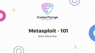 Metasploit - 101
What, Why & How
 
