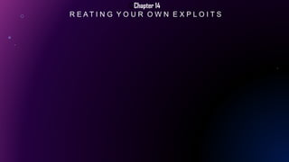 CChapter 14
R E A T I N G Y O U R O W N E X P L O I T S
 