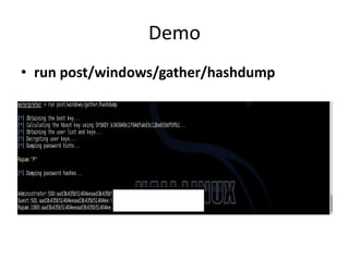 Hashdump Metasploit Metasploit Demo | PDF