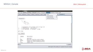 @BGASecurity
BGA	|	MetasploitMSFGUI	|	Console
 