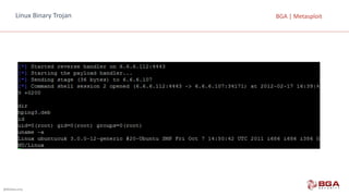@BGASecurity
BGA	|	MetasploitLinux	Binary	Trojan
 