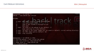 @BGASecurity
BGA	|	MetasploitCanlı	Webcam	Görüntüsü
 