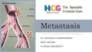Dr. KRITHIKA A RAMASWAMY
BNYS INTERN
S-VYASA UNIVERSITY
Metastasis
 