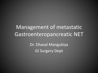 Management of metastatic
Gastroenteropancreatic NET
Dr. Dhaval Mangukiya
GI Surgery Dept
 