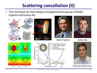 Andrea Alù
48PhD thesis - Gonano Carlo Andrea
Scattering cancellation (II)
• That technique has been deeply investigated by the groups of Nader
Engheta and Andrea Alù
Nader Engheta
Francesco Monticone[5] [5]
[6]
 