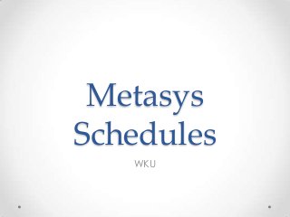 Metasys
Schedules
WKU

 
