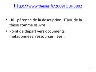 TEFUne forme parmi d’autres pour les métadonnées de thèse28