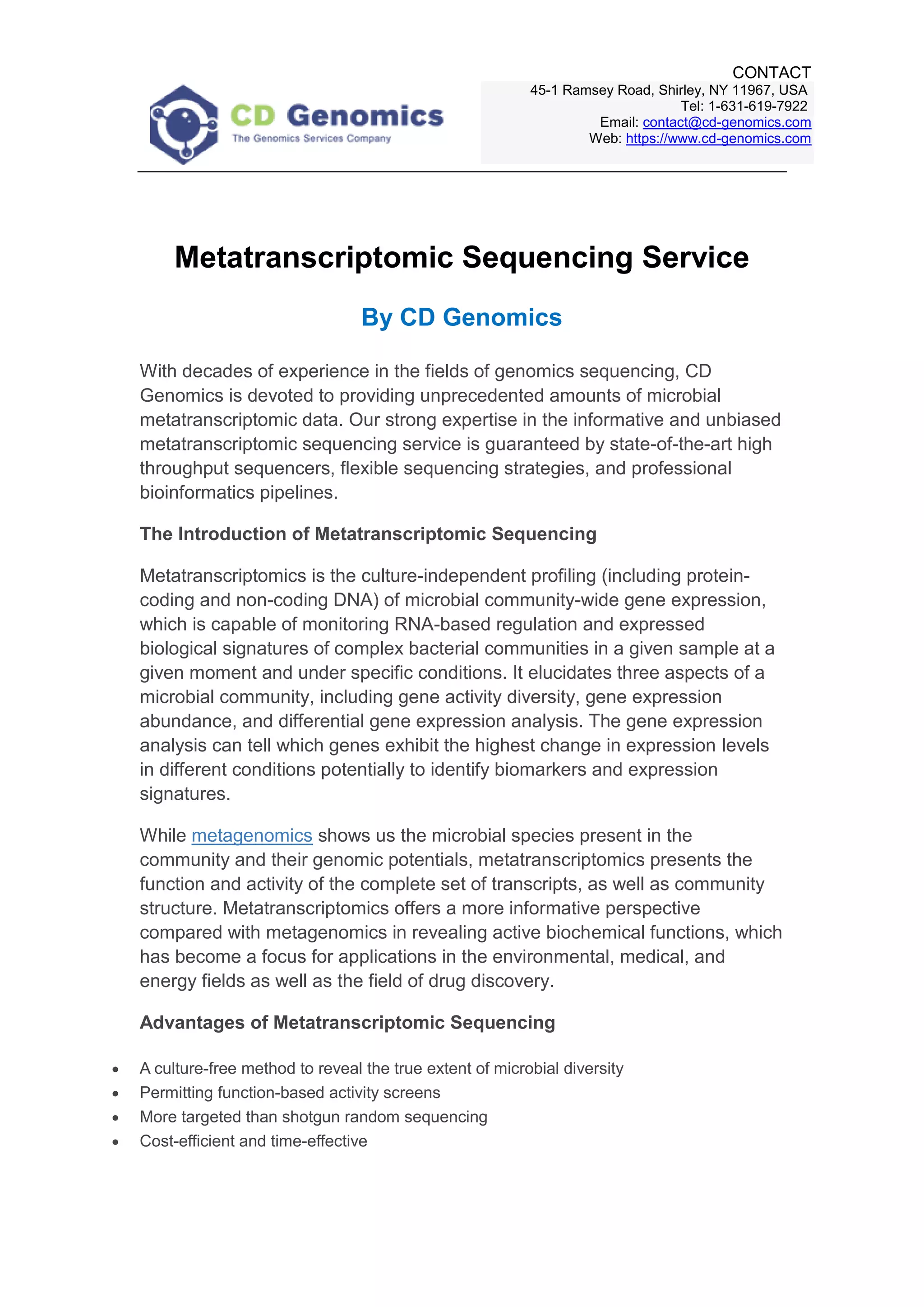 Metatranscriptomic sequencing service | PDF