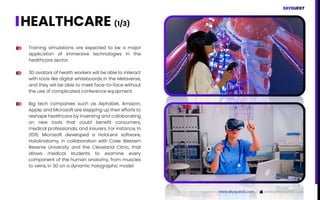 HEALTHCARE (1/3)
Training simulations are expected to be a major
application of immersive technologies in the
healthcare s...