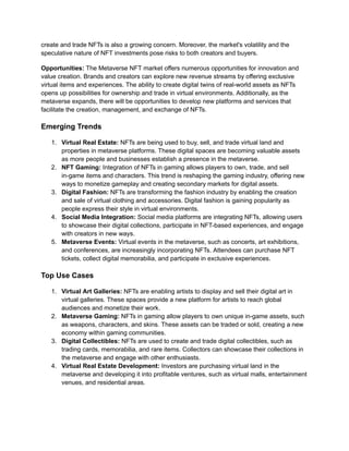 Metaverse NFT Market: The Power of Blockchain in Virtual Worlds | PDF