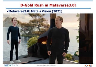 lMetaverse3.0: Meta’s Vision (2021)
D-Gold Rush in Metaverse3.0!
2001-2022 © Woo, UVR Lab., Korea
 