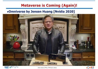 lOmniverse by Jensen Huang [Nvidia 2020]
Metaverse is Coming (Again)!
2001-2022 © Woo, UVR Lab., Korea
 