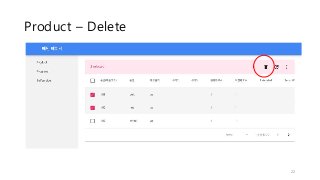 Product – Delete
22
 