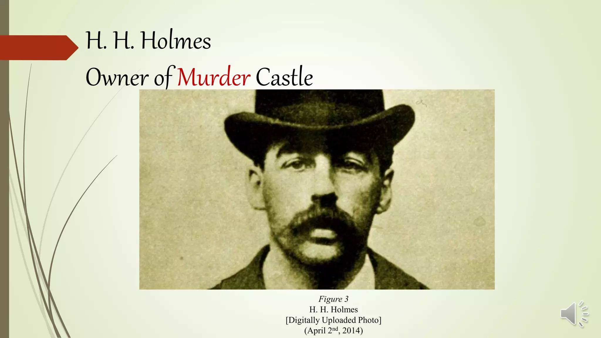 H. H. Holmes
Owner of Murder Castle
Figure 3
H. H. Holmes
[Digitally Uploaded Photo]
(April 2nd, 2014)
 
