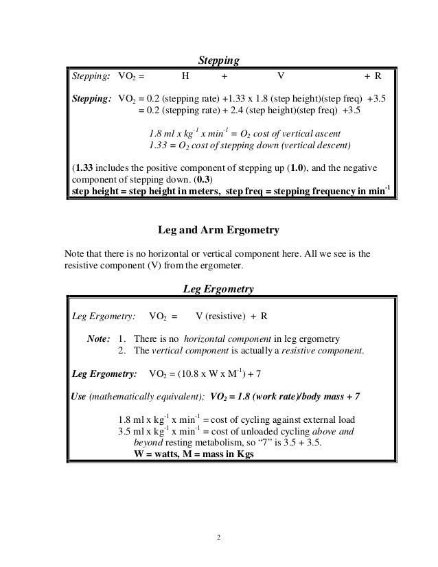 Acsm Metabolic Equations