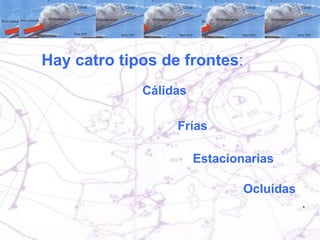 Hay catro tipos de frontes : Frías Cálidas Ocluídas Estacionarias 