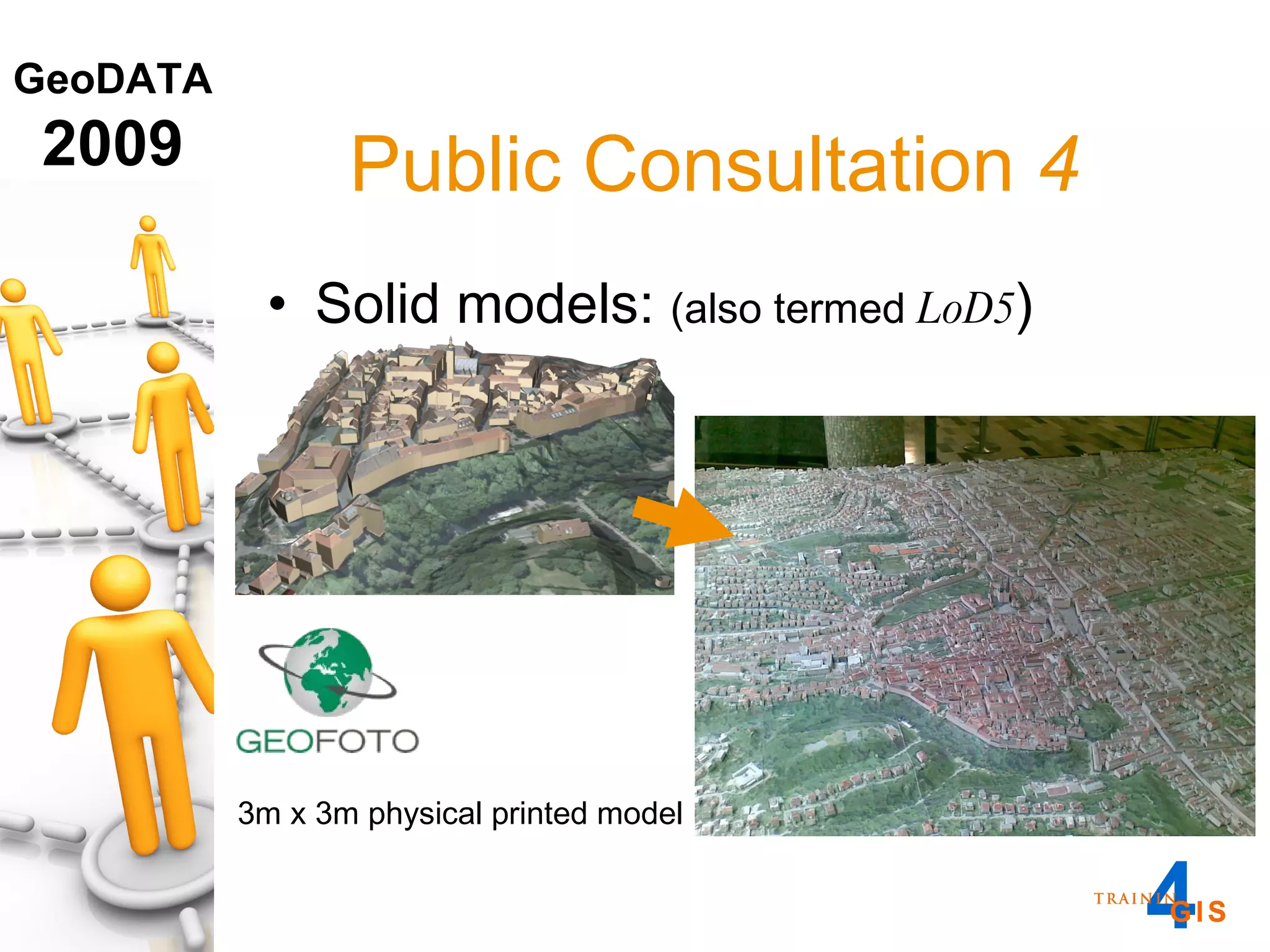 Public Consultation  4 Solid models:  (also termed  LoD5 ) 3m x 3m physical printed model 