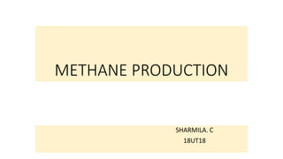 METHANE PRODUCTION
SHARMILA. C
18UT18
 