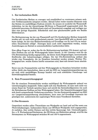 Methanisierung von EE-Strom