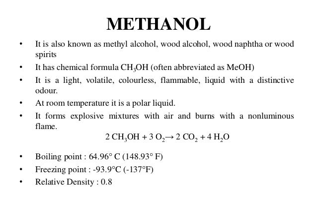 Methanol Specific Gravity Vs Temperature Chart