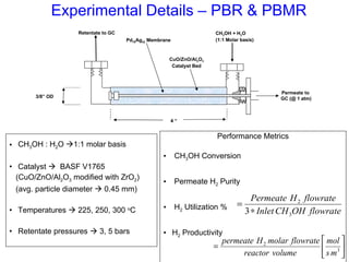 Methanol Steam Reforming in Pd-Ag Membrane Reactor for High Purity ...