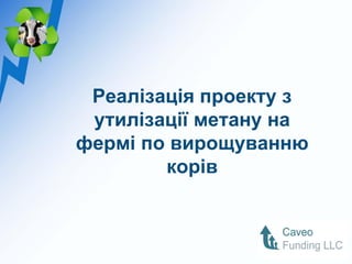 Реалізація проекту з
 утилізації метану на
фермі по вирощуванню
        корів
 
