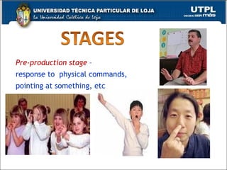 Pre-production stage   –  response to  physical commands,  pointing at something, etc 