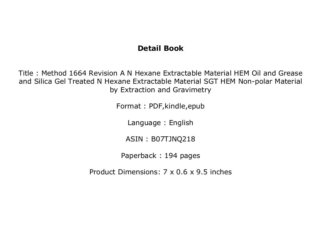 textbook Method 1664 Revision A N Hexane Extractable Material HEM
