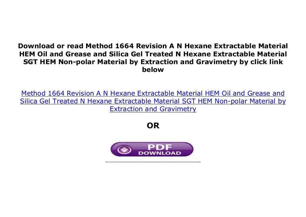 textbook Method 1664 Revision A N Hexane Extractable Material HEM