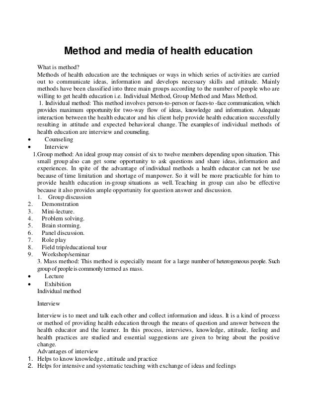Method and media health education