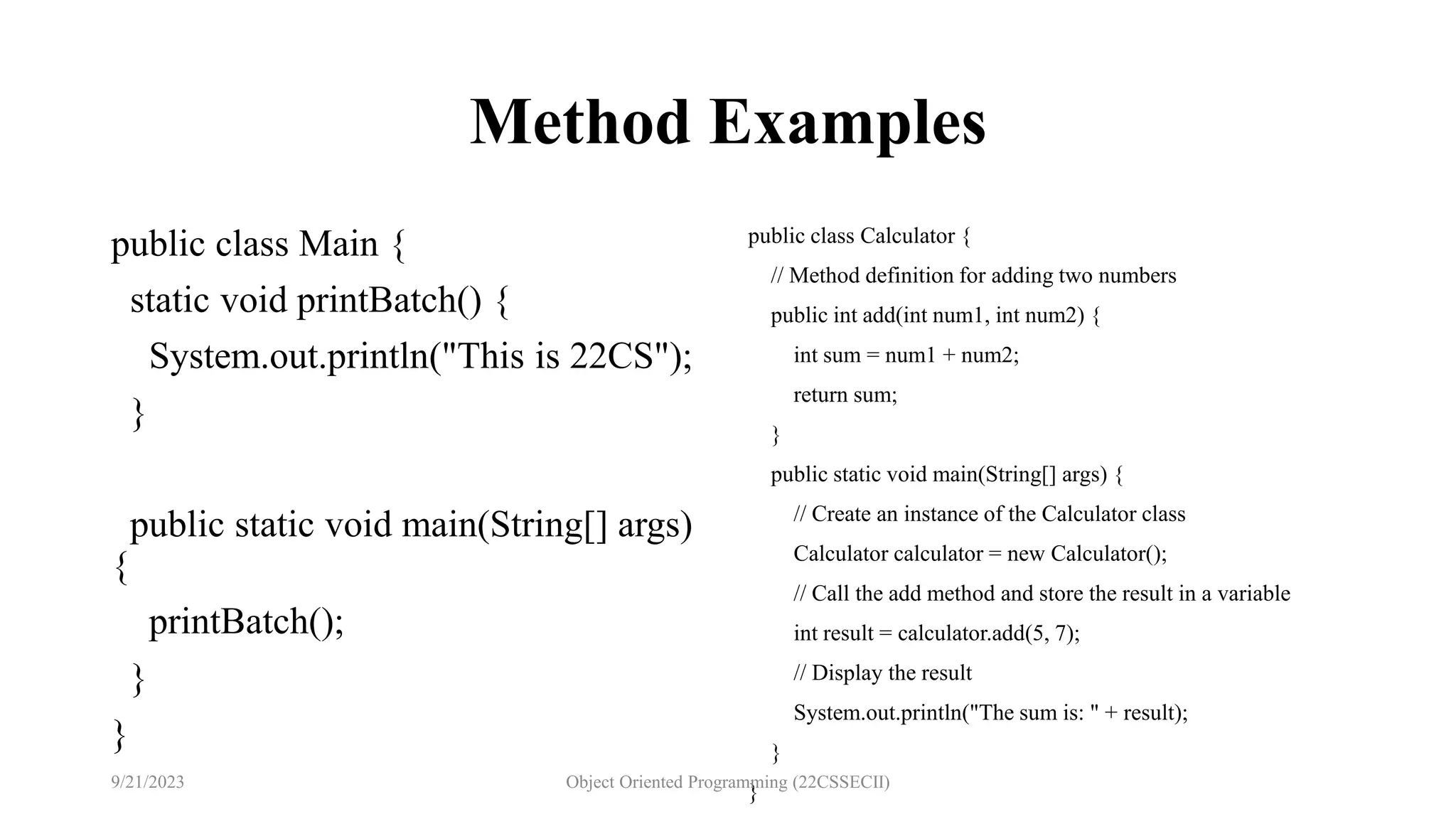Method, Constructor, Method Overloading, Method Overriding, Inheritance ...