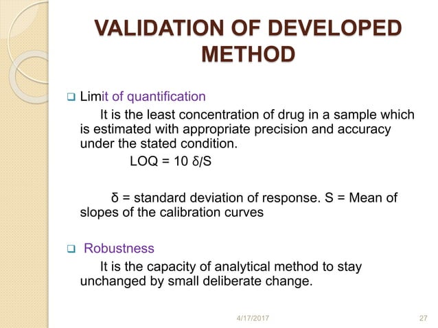 Method development and validation