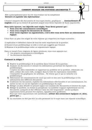 Methode Synthese Argumentee Attagnant