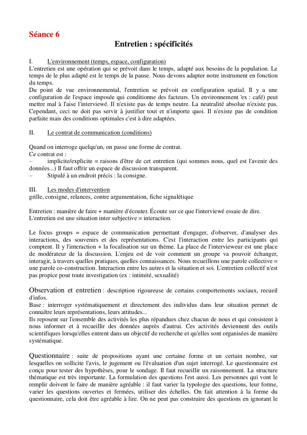 Entretiens Méthodo psychologie sociale