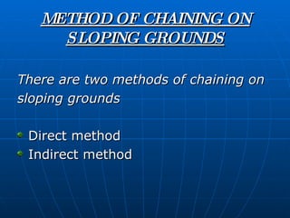 METHOD OF CHAINING ON SLOPING GROUNDS ,[object Object],[object Object],[object Object],[object Object]