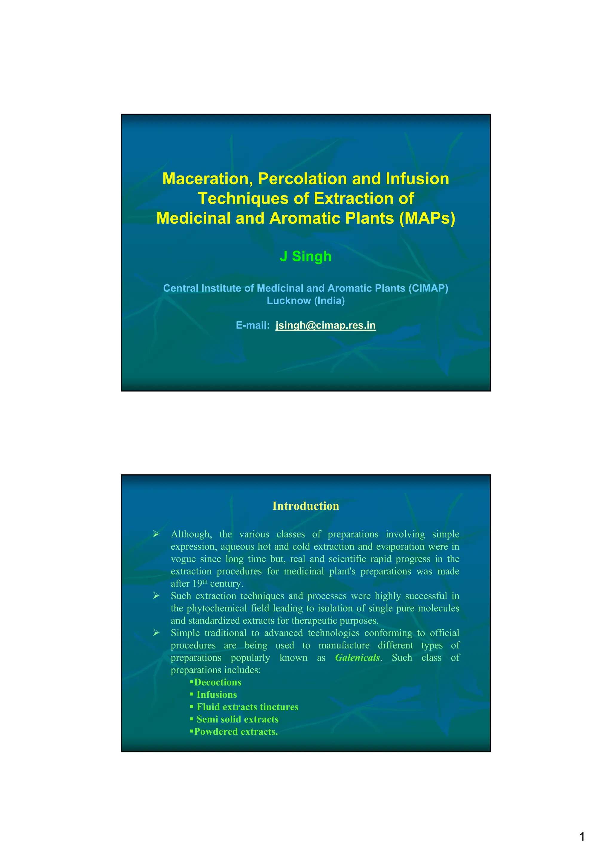method of extraction of medicinal and aromatic plants | PDF
