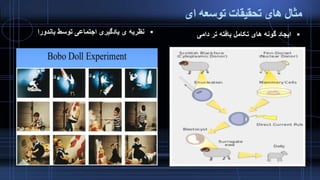 ‫ای‬ ‫توسعه‬ ‫تحقیقات‬ ‫های‬ ‫مثال‬
‫باندورا‬ ‫توسط‬ ‫اجتماعی‬ ‫یادگیری‬ ‫ی‬ ‫نظریه‬ ‫دامی‬ ‫تر‬ ‫یافته‬ ‫تکامل‬ ‫های‬ ‫گونه‬ ‫ایجاد‬
 