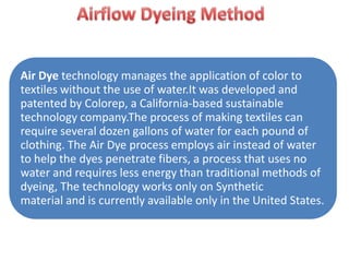 Colorep Method of reducing water consumption in textile | PPTX