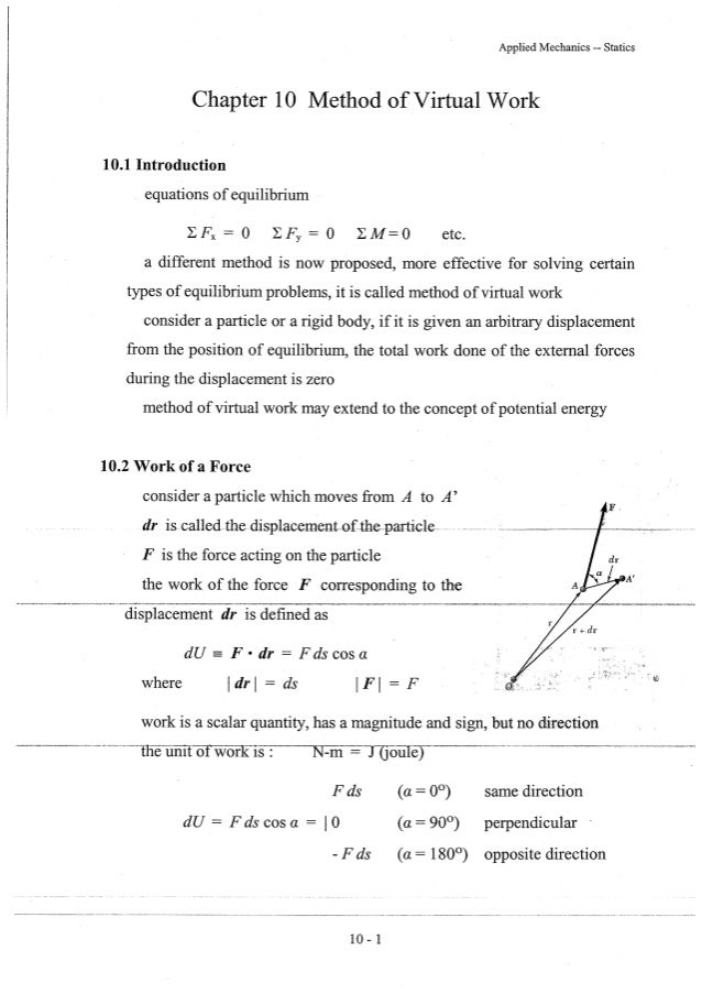 Method of virtual work