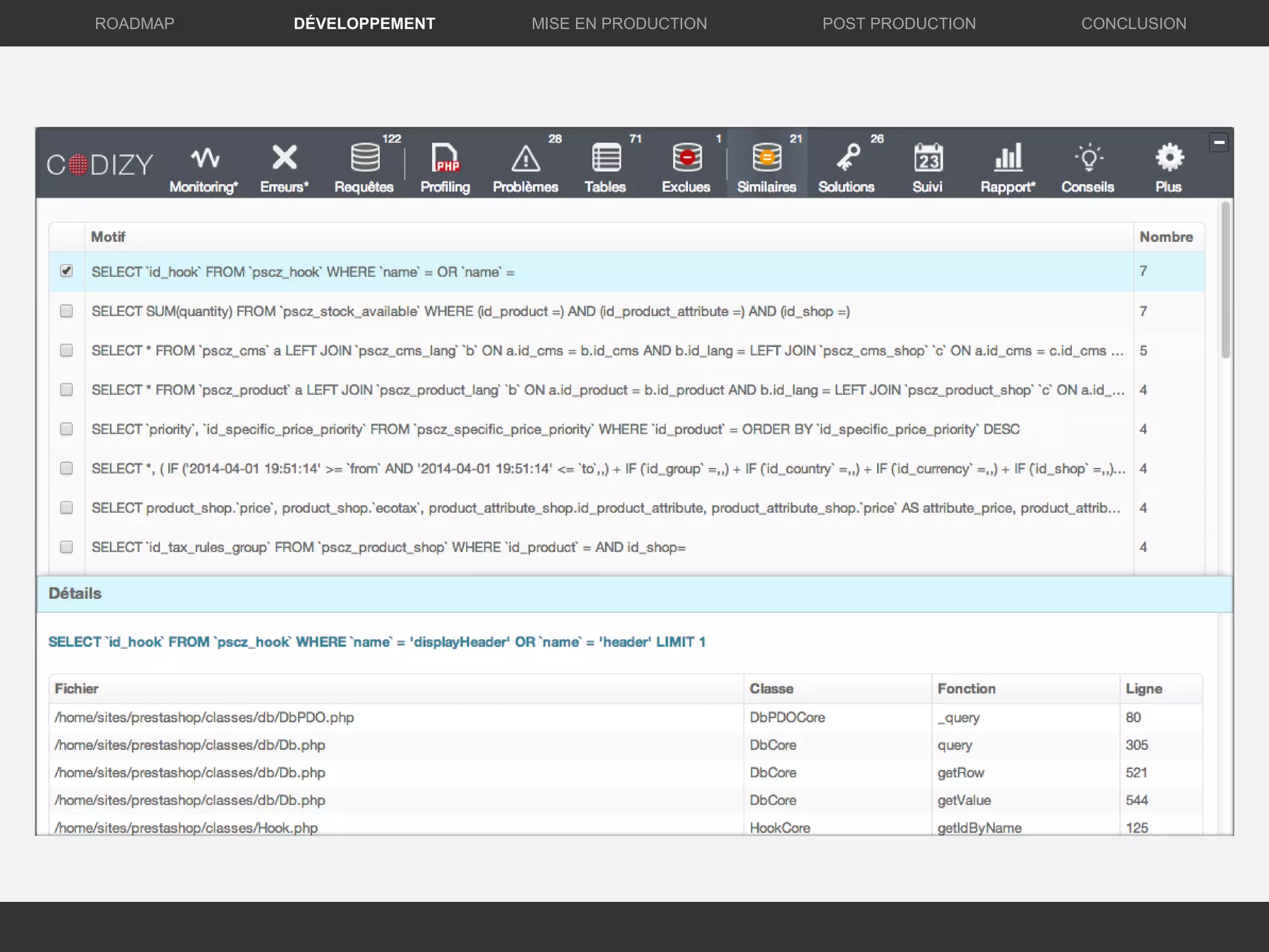 DÉVELOPPEMENT MISE EN PRODUCTION CONCLUSIONROADMAP POST PRODUCTION
 