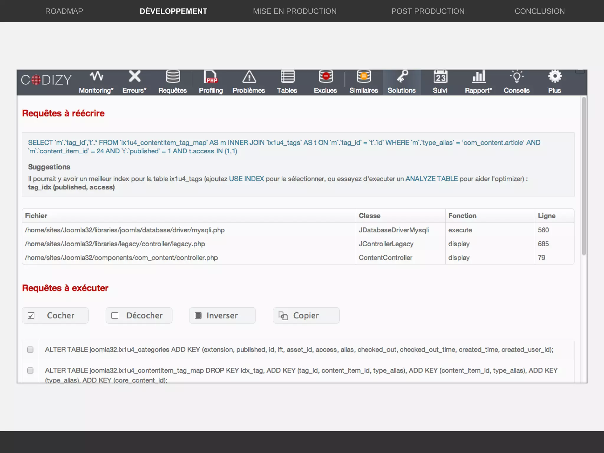 DÉVELOPPEMENT MISE EN PRODUCTION CONCLUSIONROADMAP POST PRODUCTION
 