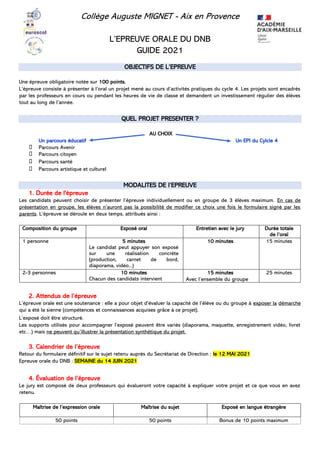 Methodologie Oral Dnb 2021